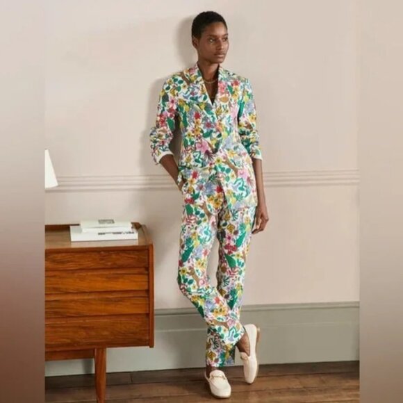 Boden NWOT Thea Wildlife Jungle Floral Linen Blazer Jacket Multicolor - Picture 3 of 12